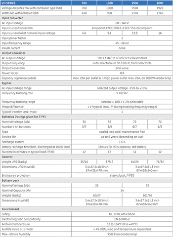 GE VH Series 1500VA 1350W 120V Tower/Rackmount UPS – CRITICAL POWER ...